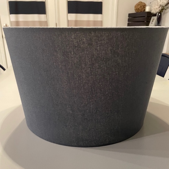 Large 16"D x 10"H Slate Blue Linen Empire Drum Hardback Lamp Shade w/Uno Fitting - Picture 3 of 8